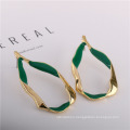 Top Design OEM Women Promotion Gift Pendant Earrings Jewelry Geometric Dangle Simple Gold Copper Alloy Drop Stud Charm Earring